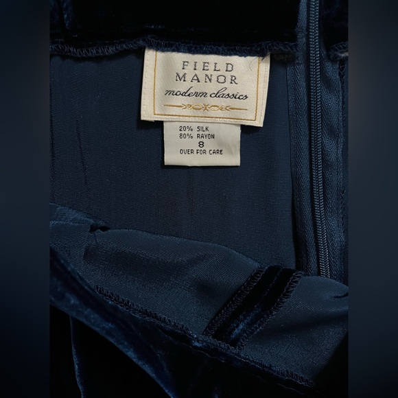 Vintage Field Manor Women’s Silk Rayon Blend Velvet Wide Leg Pants - Navy - Sz 8 - Picture 12 of 13